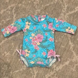 Ruffle Butts Floral Blue Kids Swimwear